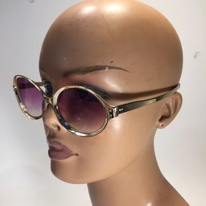 Vtg Riviera Eye-cycle Gold Tone Oval Sunglasses